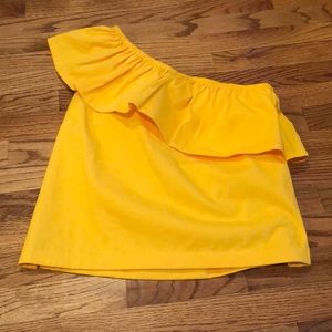 J Crew yellow one shoulder top